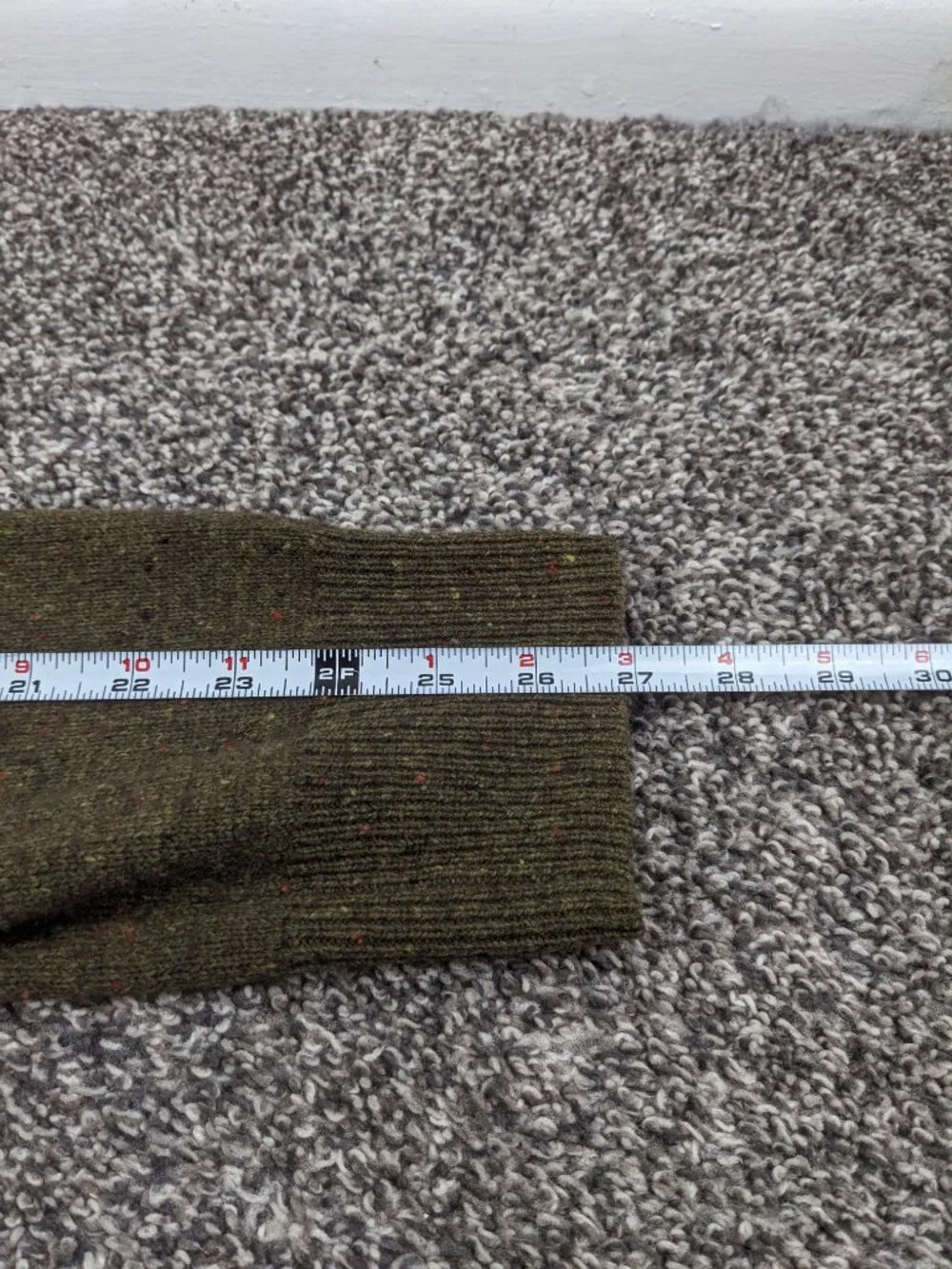 J Crew Sweater Wool Blend Shawl Collar Donegal Flecked Green Mens Large